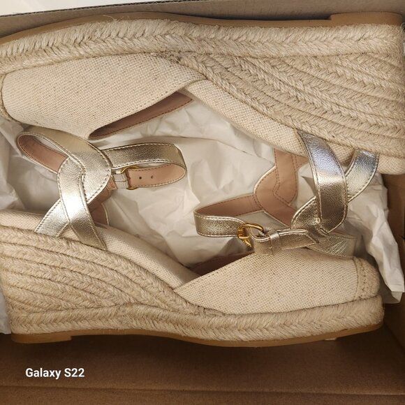 Cole Haan CF Espadrille Wedges. Natural linen/gold. NIB. Size 8.5 - Picture 9 of 10